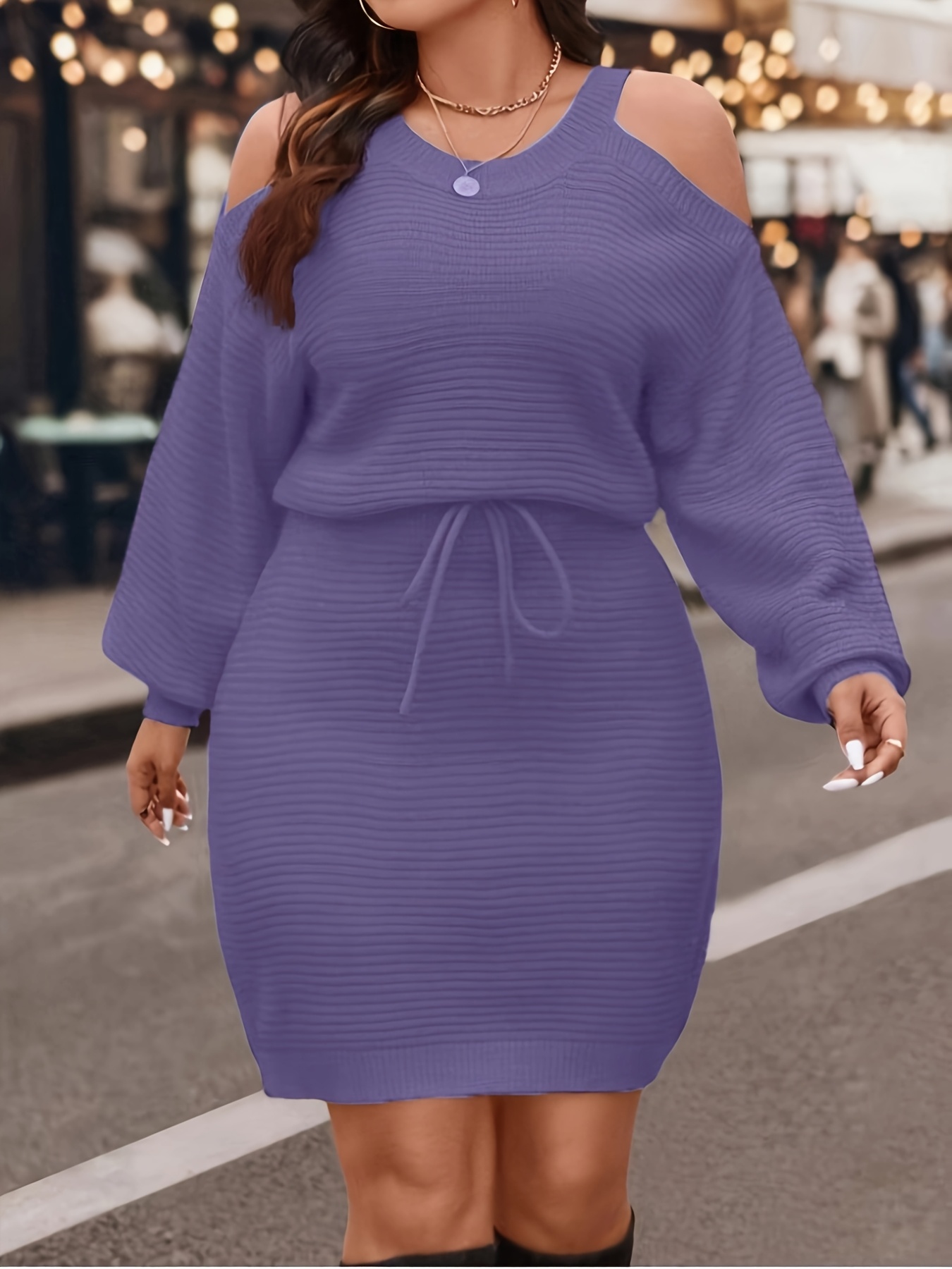 Ribbed Knit Sweater - Ensemble haut en tricot à épaules