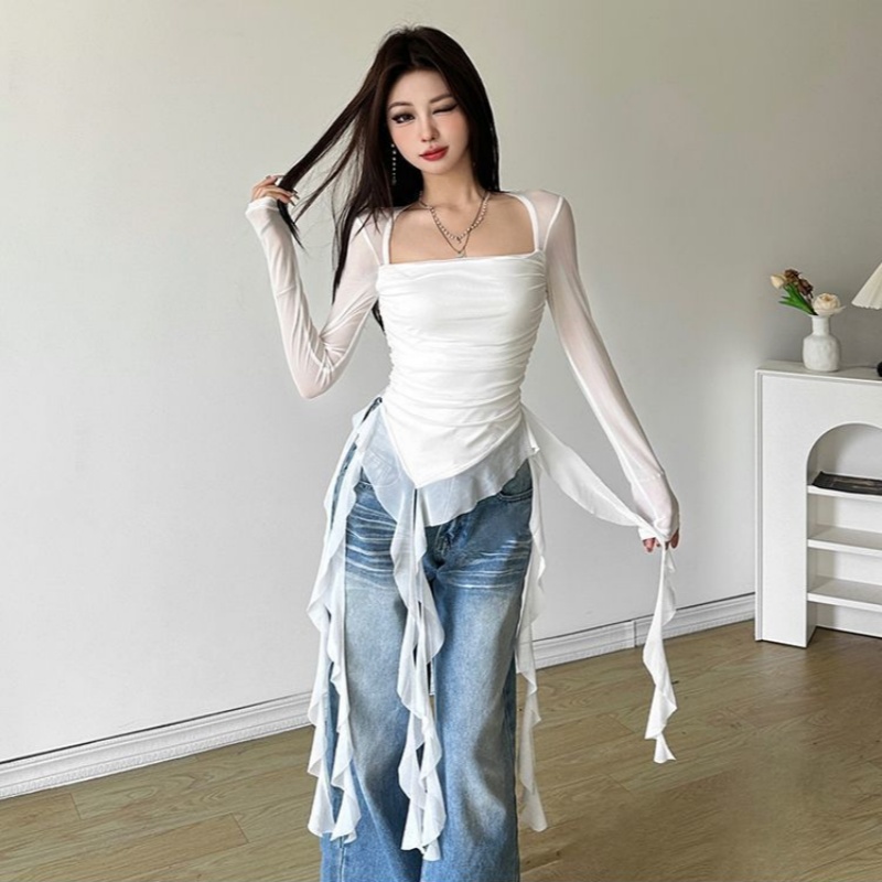 Asymmetric Top Women - T-shirts sexy à manches longues et