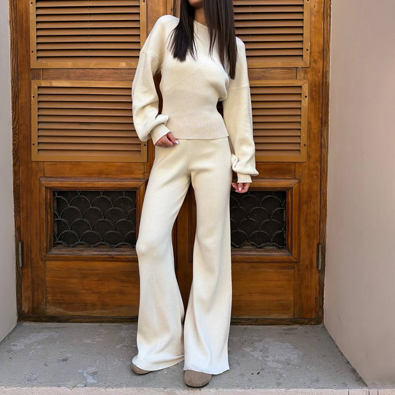 Ribbed Knit Sweater - Ensemble 2 pièces en tricot pour