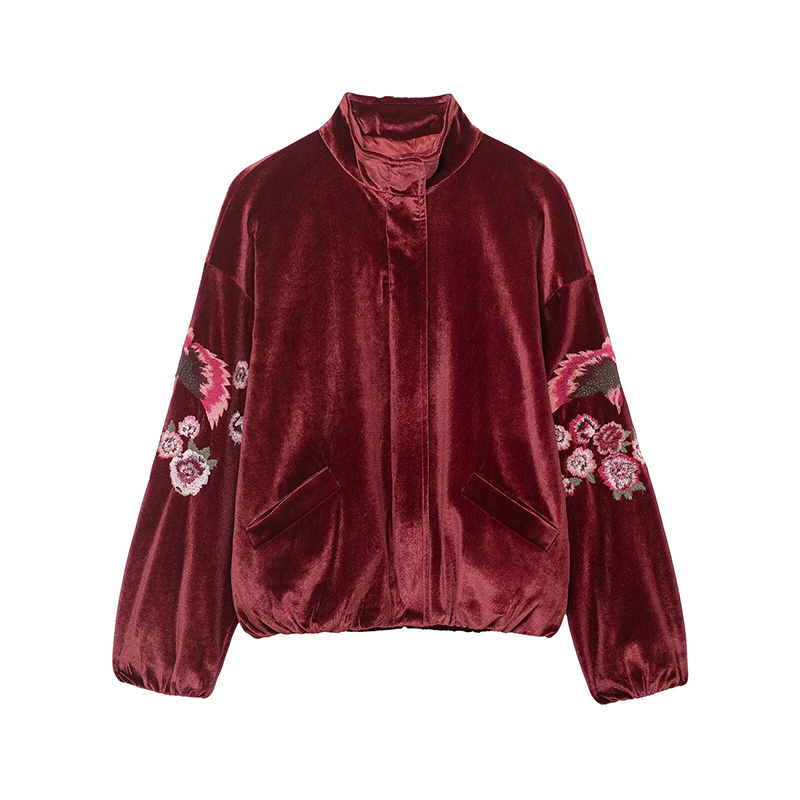 Women'S Fashion Quilted Jacket - Nouvelle veste en velours matelassée brodée