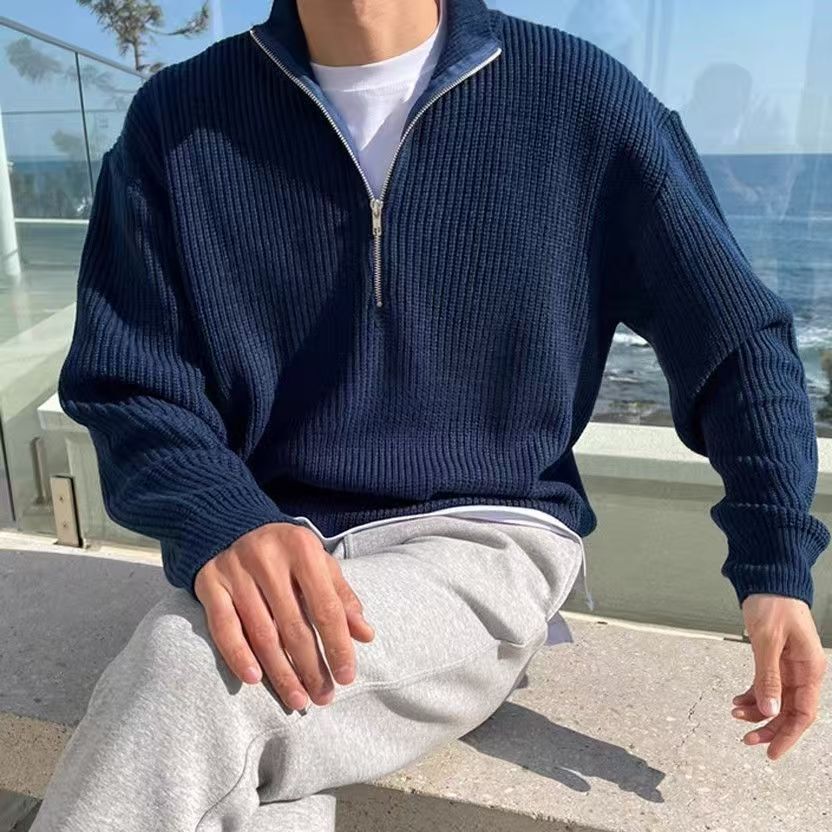 Ribbed Knit Sweater - Veste en tricot pour hommes, Style