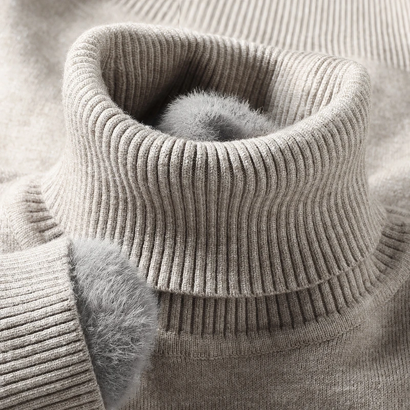 Ribbed Knit Sweater - Sweat-shirt à col roulé pour hommes,