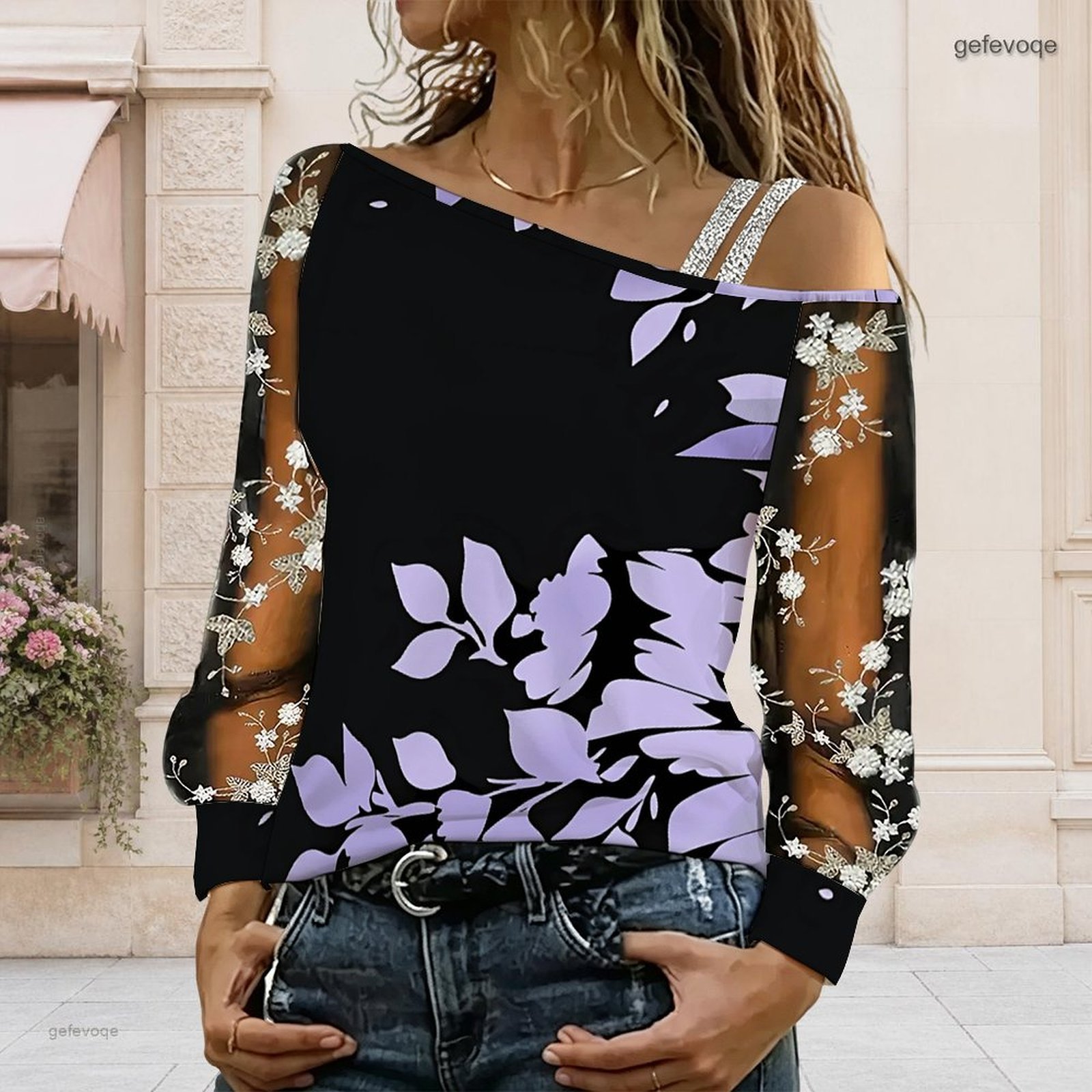 Chemisier femme à épaules dénu - Asymmetric Top Women avis et prix
