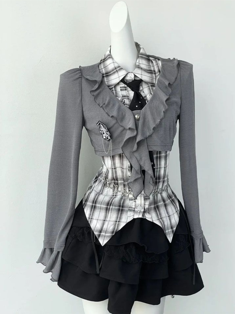 Ensemble 2 pièces gothique noi - Asymmetric Top Women avis et prix