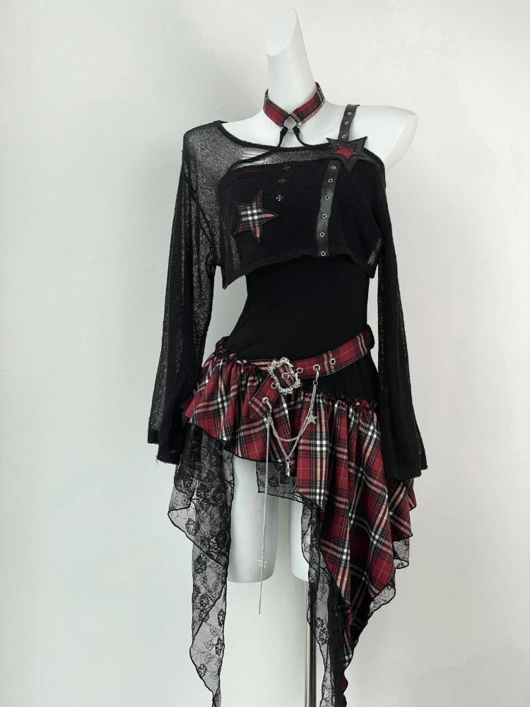 Ensemble 2 pièces gothique noi - Asymmetric Top Women avis et prix