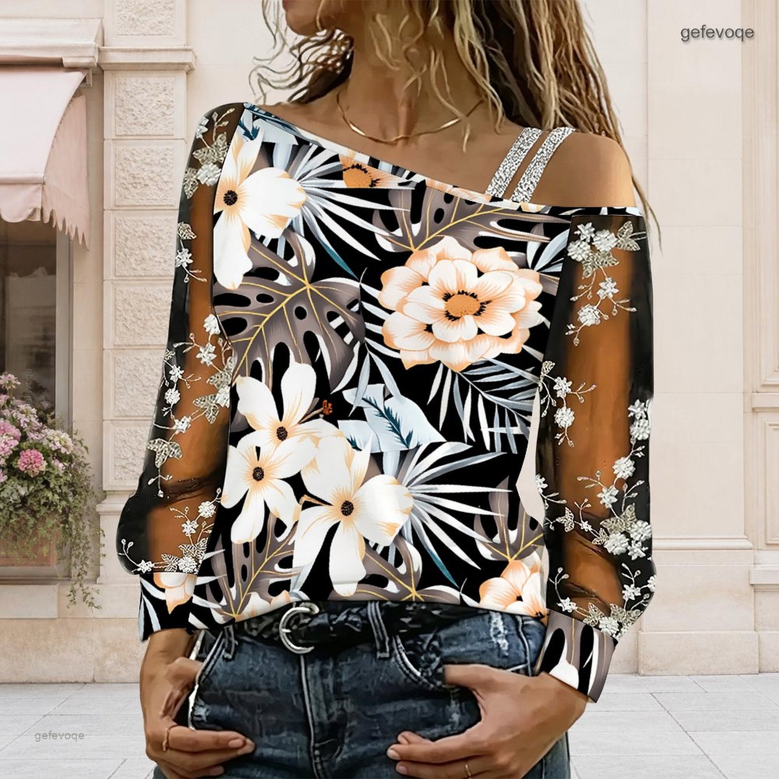 Chemisier femme à épaules dénu - Asymmetric Top Women avis et prix