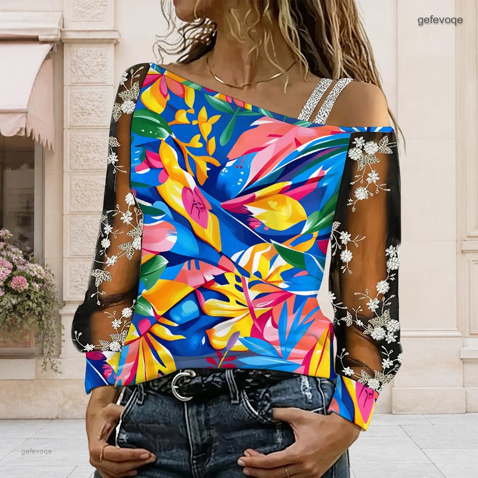 Chemisier femme à épaules dénu - Asymmetric Top Women avis et prix