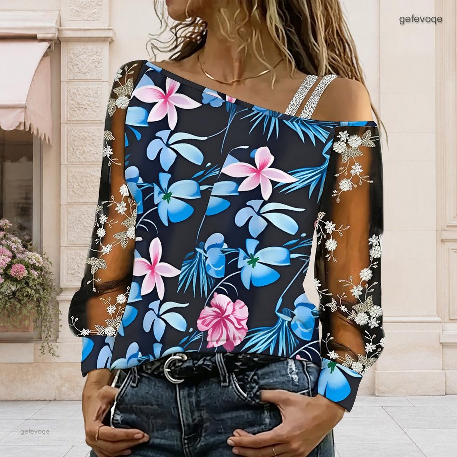 Chemisier femme à épaules dénu - Asymmetric Top Women avis et prix