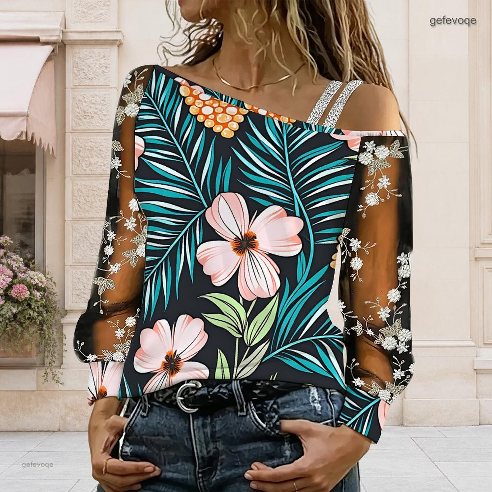 Chemisier femme à épaules dénu - Asymmetric Top Women avis et prix