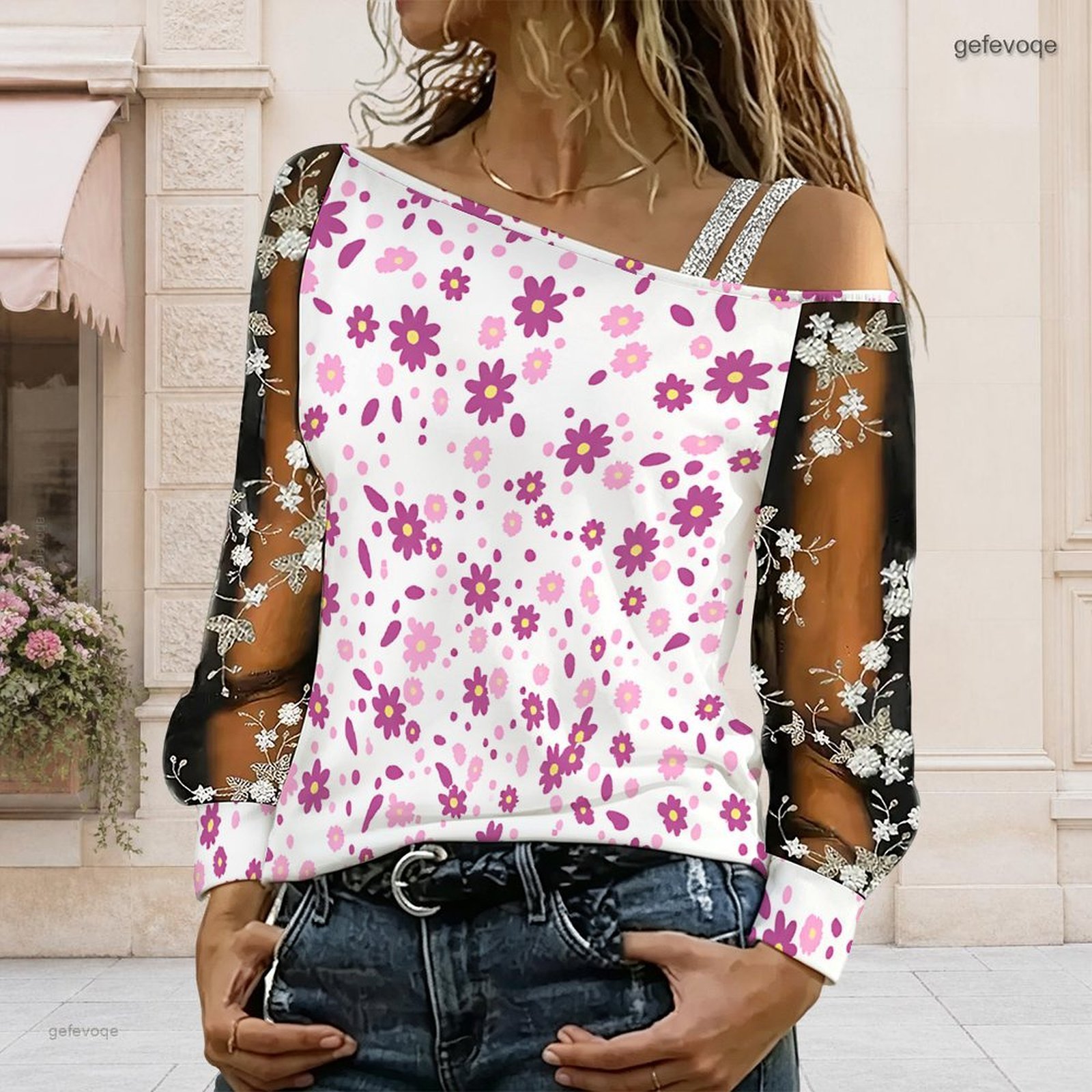 Chemisier femme à épaules dénu - Asymmetric Top Women avis et prix