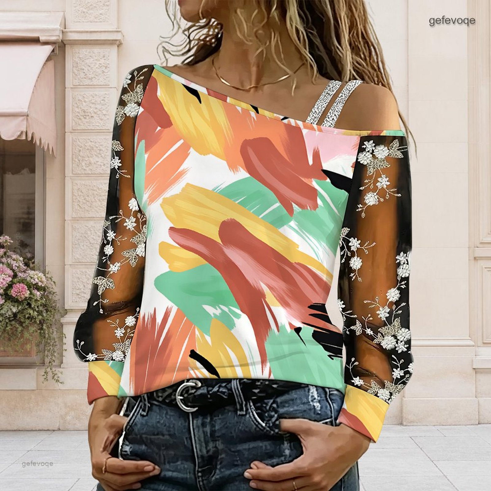 Chemisier femme à épaules dénu - Asymmetric Top Women avis et prix