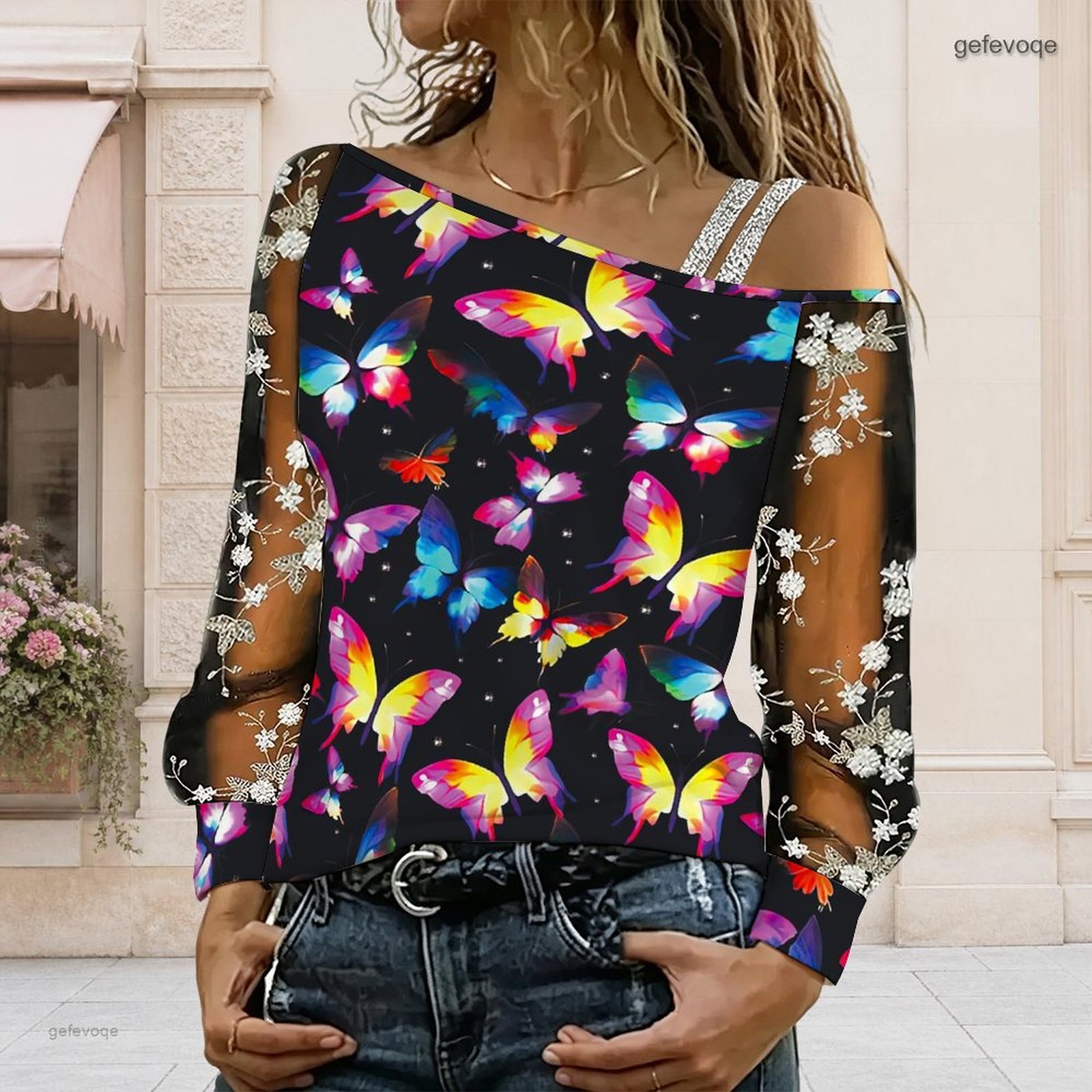 Chemisier femme à épaules dénu - Asymmetric Top Women avis et prix