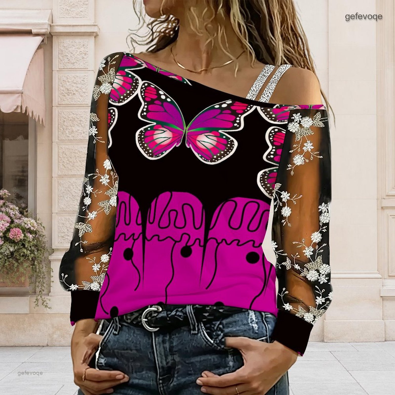 Chemisier femme à épaules dénu - Asymmetric Top Women avis et prix