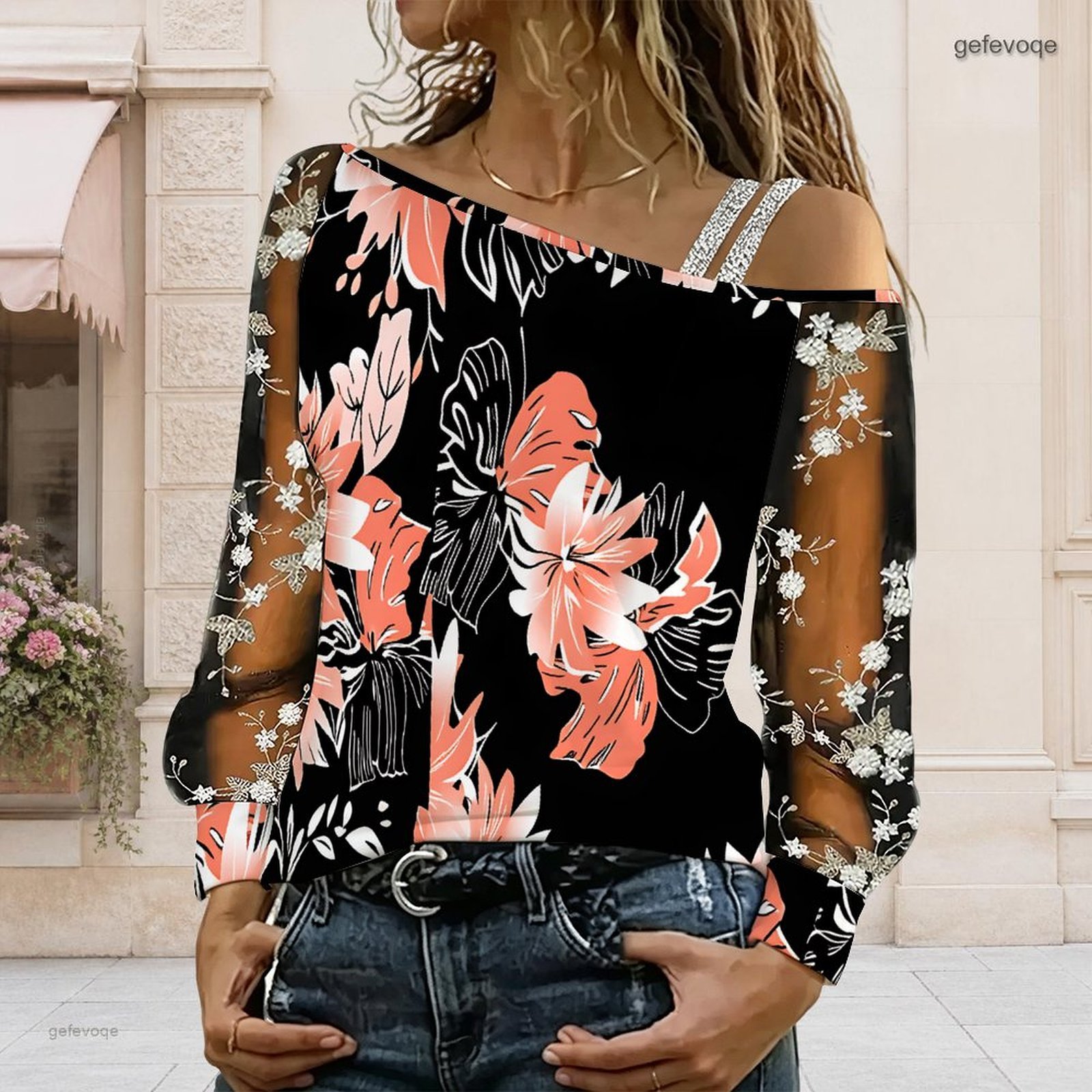 Chemisier femme à épaules dénu - Asymmetric Top Women avis et prix