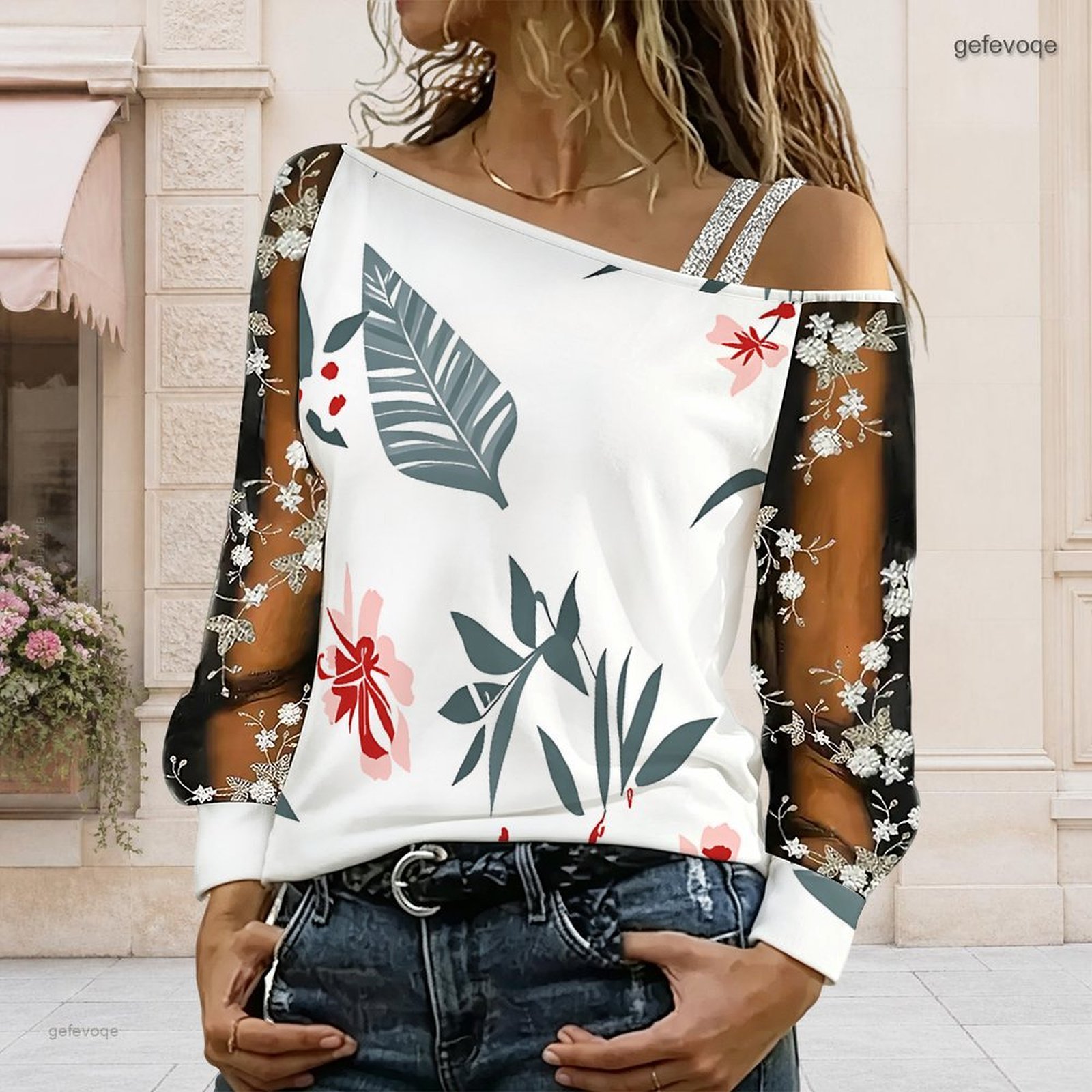 Chemisier femme à épaules dénu - Asymmetric Top Women avis et prix