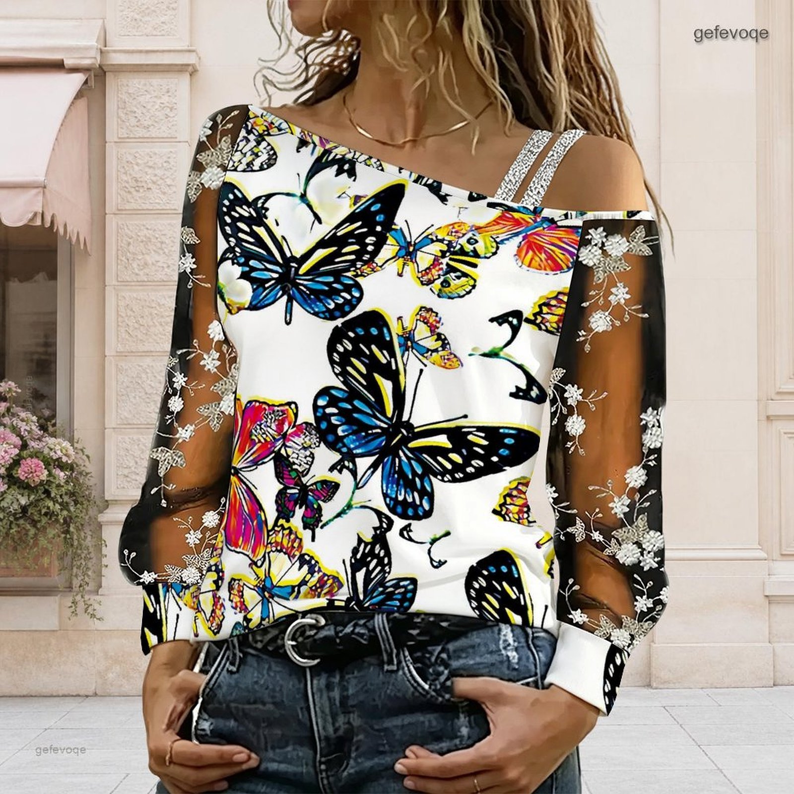 Chemisier femme à épaules dénu - Asymmetric Top Women avis et prix