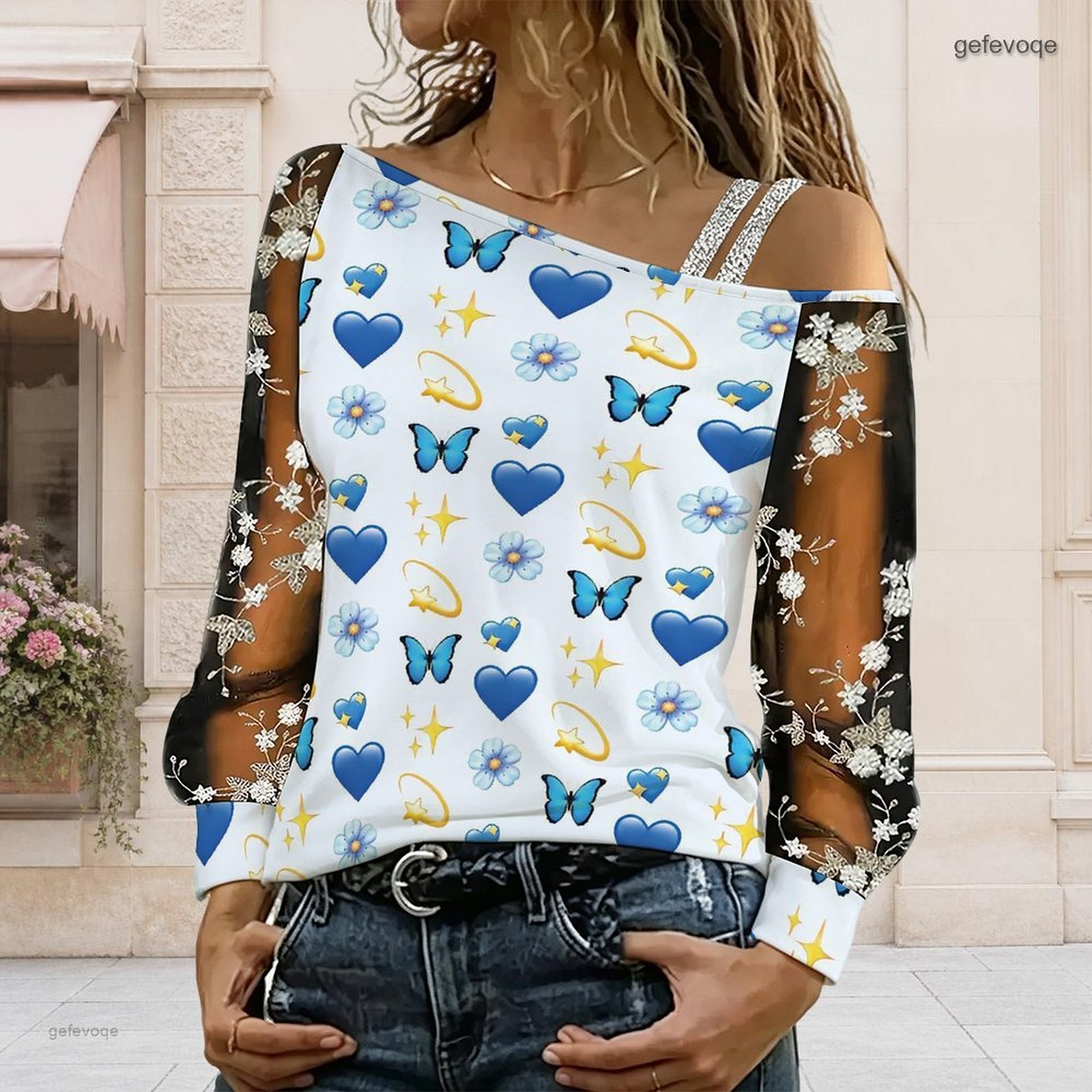 Chemisier femme à épaules dénu - Asymmetric Top Women avis et prix
