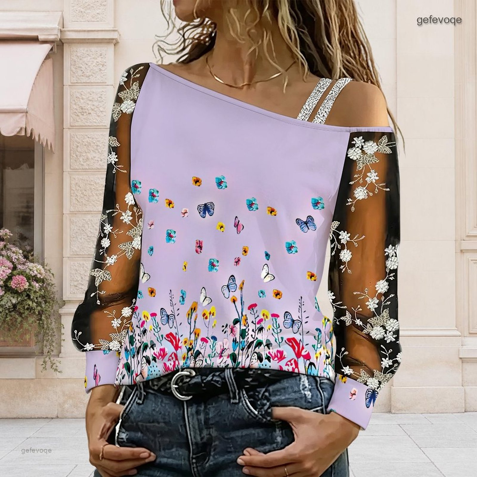 Chemisier femme à épaules dénu - Asymmetric Top Women avis et prix