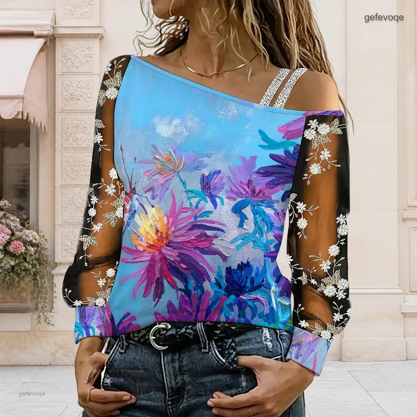 Chemisier femme à épaules dénu - Asymmetric Top Women avis et prix