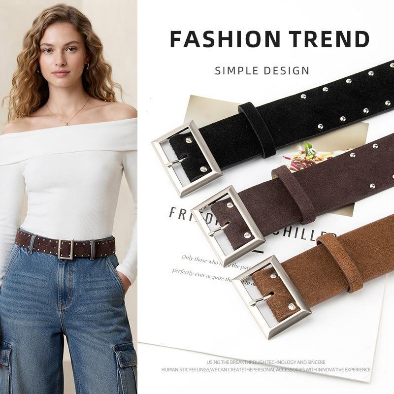 Ceinture large en cuir véritab - Women'S Real Y2K Fashion avis et prix