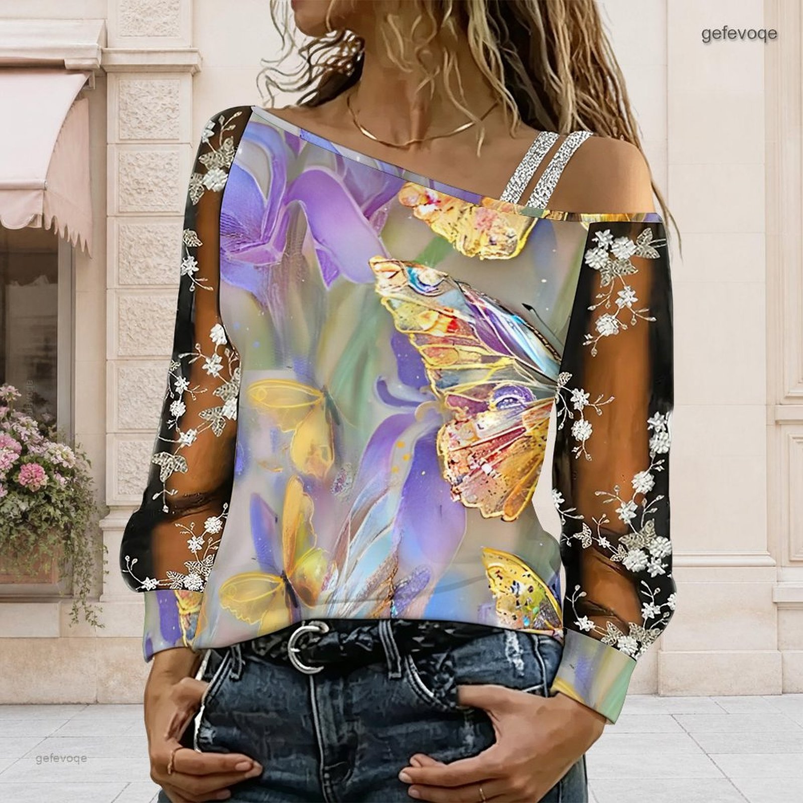 Chemisier femme à épaules dénu - Asymmetric Top Women avis et prix