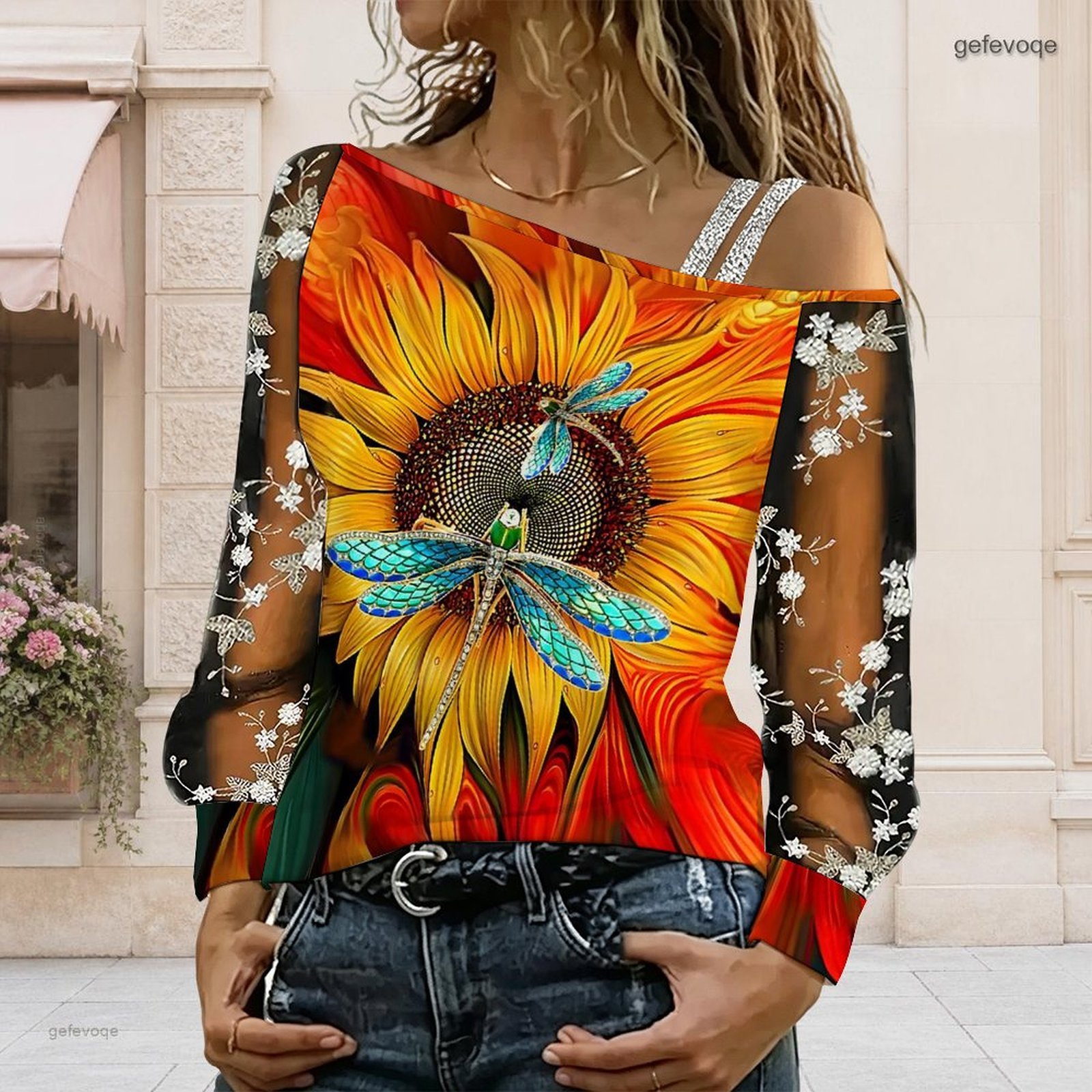 Chemisier femme à épaules dénu - Asymmetric Top Women avis et prix