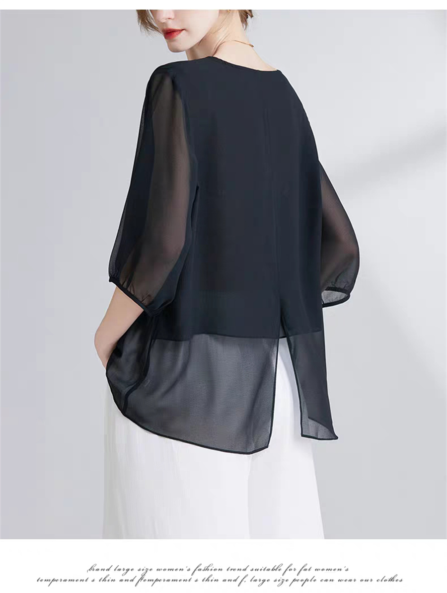 Chemisier coréen en mousseline - Asymmetric Top Women avis et prix