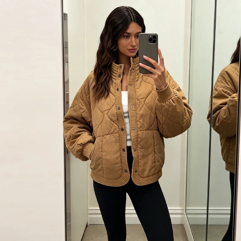 Manteau matelassé ample pour f - Women'S Fashion Quilted Jacket avis et prix