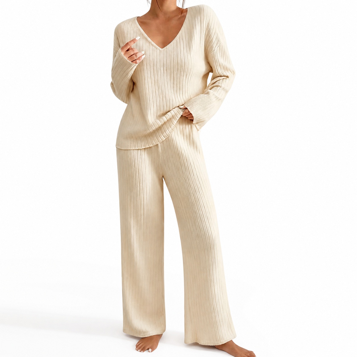 Pull décontracté à manches lon - Ribbed Knit Sweater avis et prix